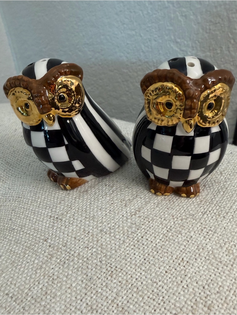 Mackenzie Childs Salt and Pepper Shakers Owls
